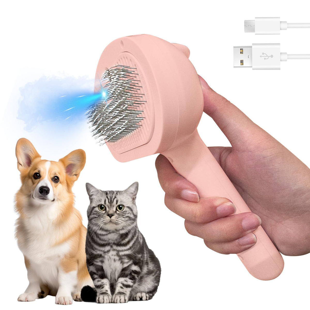 PurrSteam™ 3-in-1 Steaming Pet Grooming Brush