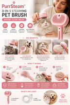 PurrSteam™ 3-in-1 Steaming Pet Brush